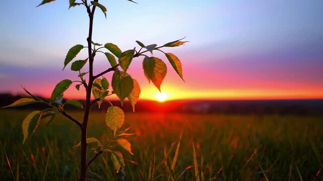 imagine image from sentences(the sentences has less than 200 characters) "sunset in the field, sunset over the field, sunrise over the field, " and from tags "sky, field, sunset, landscape, grass, nat