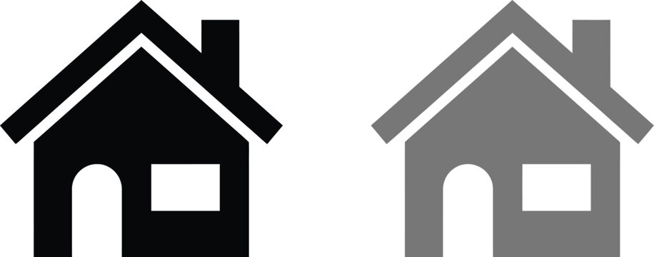 House icons display simple architectural silhouettes in black and grey variations.
