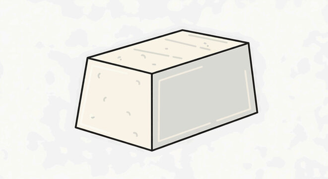 A simple block sits on a flat surface in an industrial environment.