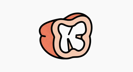 Obraz premium Simple icon graphic representing a cross-section of a bell pepper with internal details visible