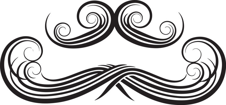 Elegant black mustache and eyebrow design illustration
