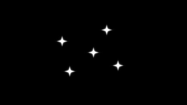 shiny glowing stars, fairy twinkle stars on black screen. white cartoon, flat, vector, doodle style star twinkling, glittering Glowing sparkling stars, twinkle pop-up effect. 4k