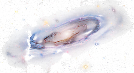 Spiral galaxy with blue and pink hues in space © A sawdagar
