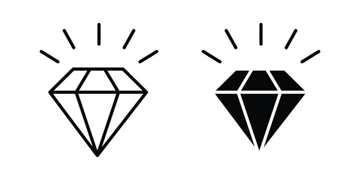 Diamond icon editable vector. Solid and line icons.
