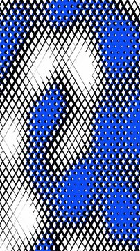 Vertical abstract background featuring blue circular motifs and black isometric cubes in a layered geometric grid perfect for mobile app UI and digital marketing