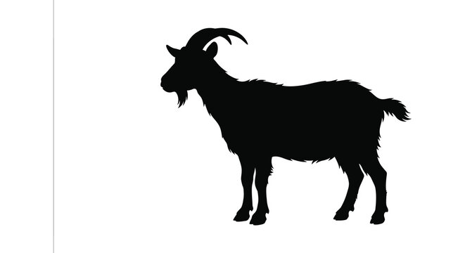 Black goat standing side view animal silhouette