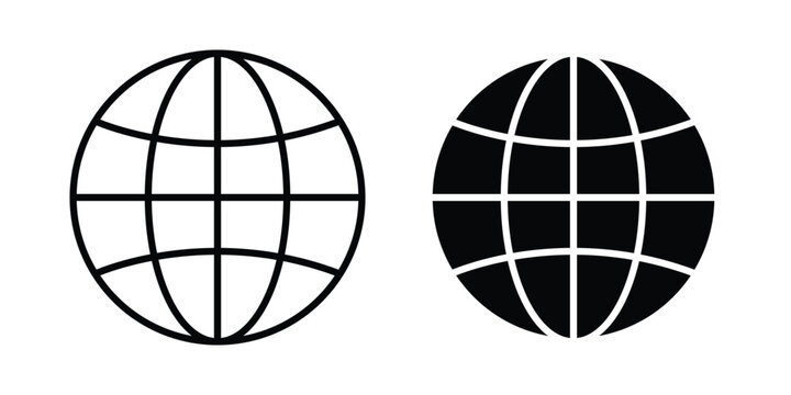 Globe icon editable vector. Solid and line icons.