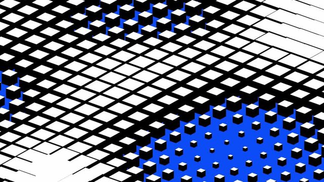Blue abstract 3D cubes forming a gradient pattern on a white surface symbolizing data growth and digital infrastructure for corporate tech presentations