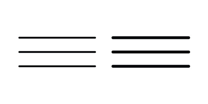 Hamburger menu icon editable vector. Solid and line icons.