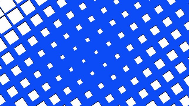 Minimalist blue grid pattern with white squares fading in perspective representing connectivity and digital expansion for clean corporate background usage