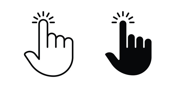 Hand click icon editable vector. Solid and line icons.