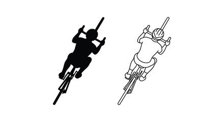 Fototapeta premium bmx rider on bike black silhouette high quality