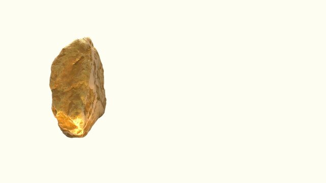 Gold nugget floating in a void of minimalist off-white space under cinematic golden hour lighting creating a symbol of luxury wealth and financial prosperity