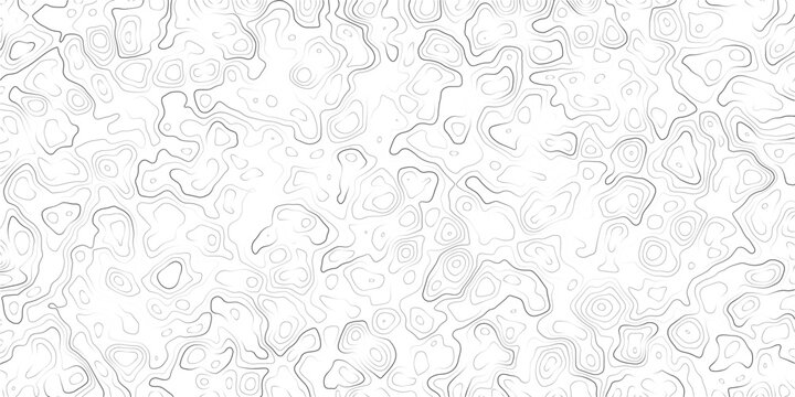 Abstract topographic map pattern with contour lines on white background