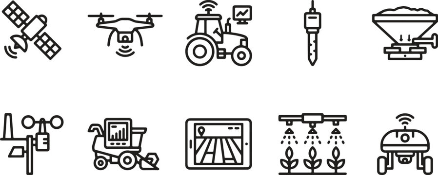 Smart farming technology icons