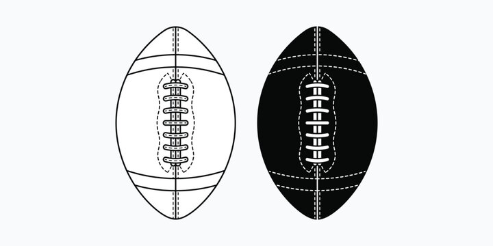 American football and soccer ball with measurement lines for size comparison