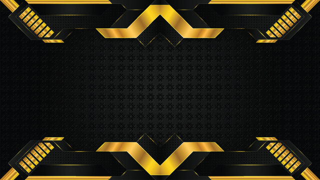 Abstract gold and black tech frame