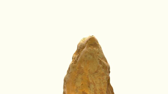 Close up view of a sharp golden mountain peak of raw gold ore under dramatic lighting symbolizing ambition achievement and reaching the summit of financial success