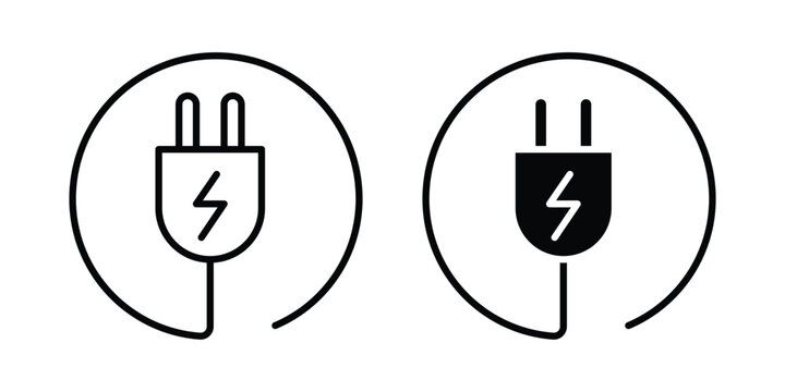 Plug icon editable vector. Solid and line icons.