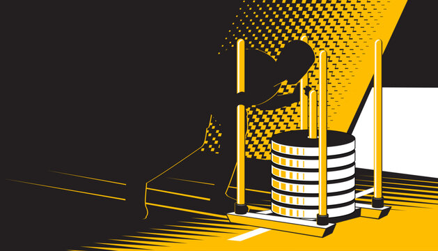 A silhouette of a man training the sled push workout of Hyrox functional training.