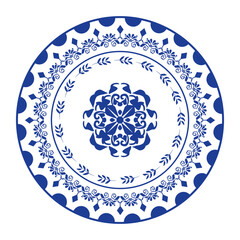 Fototapeta premium Floral design with round. ring shape. botanical natural theme frame. for decoration, ceramic, fabric, tile. circular border.