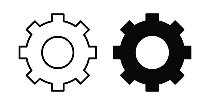 Settings gear icon editable vector. Solid and line icons.