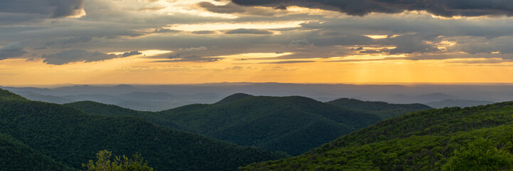 Fototapeta premium Panorama Looking East At Sunrise In Shenandoah