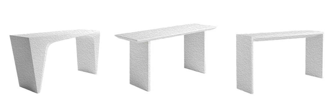 set of  concrete console withe tables isolated on withe background PNG photo stock''