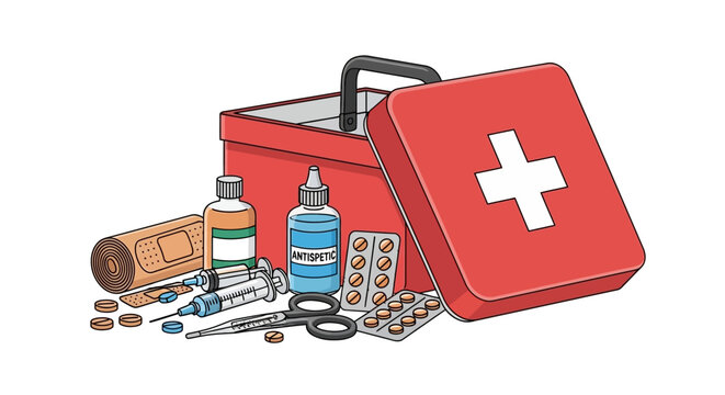 3d medical first aid kit box icon featuring a red emergency cross symbol for healthcare and hospital equipment isolated on a white background vector illustration