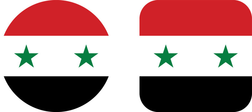 Syrian flag icons in circle and rounded square shapes