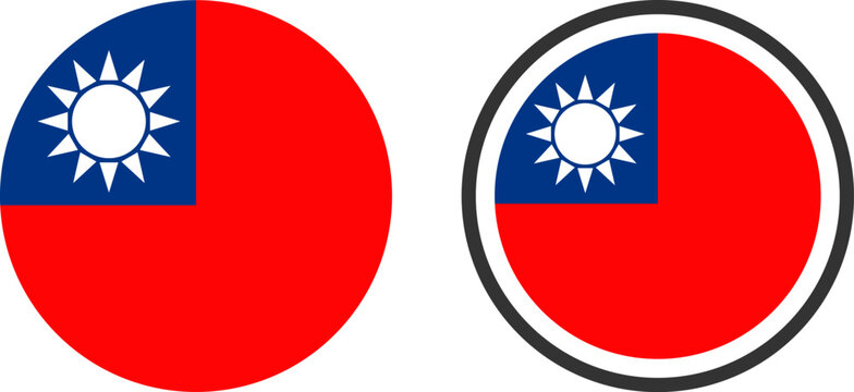 Circular icons featuring the flag of the republic of china taiwan