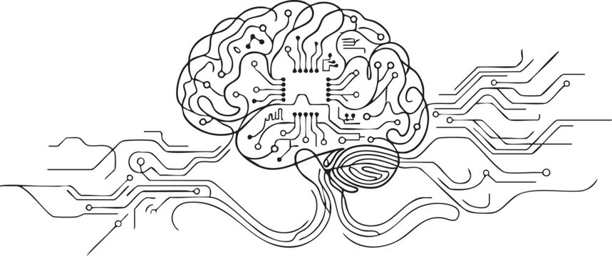 Brain circuit board illustration