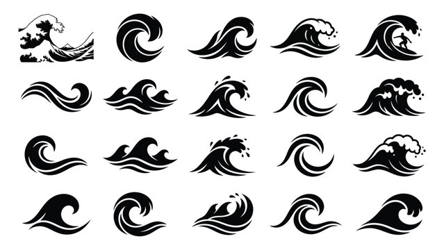 Collection of various wave graphics and icons.