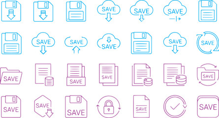 Smart Saving and Document Organization Outline Icons © Nasima