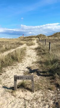 way to the beautiful lighthouse at the beach 