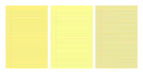 Set of yellow legal pad pages with lined designs © dniprodd