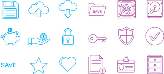 Smart Saving and Document Organization Outline Icons © Nasima