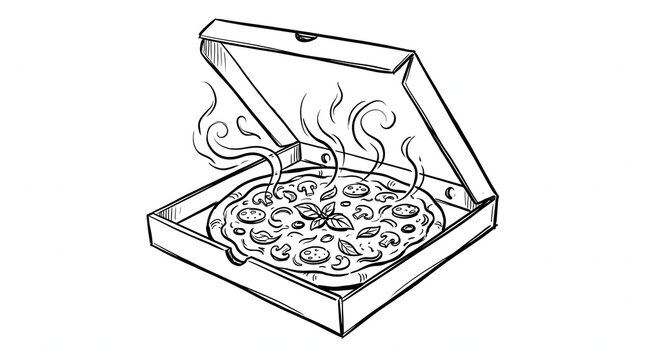Hot Pizza with Open Delivery Box Isolated on White Background Fast Food Studio Photography