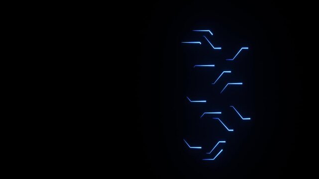 Abstract digital motion background with blue glowing lines and neon elements shifting across dark space creating futuristic circuit board patterns for modern tech interface displays and creative visua