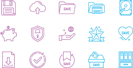 Smart Saving and Document Organization Outline Icons © Nasima