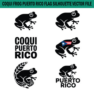 Coqui frog Puerto Rico flag silhouette vector graphics and icons  various designs