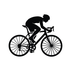 Obraz premium Cyclist Silhouette Vector EPS – Black Man Riding Bicycle Sports Activity Icon for Fitness, Race, Sport Design