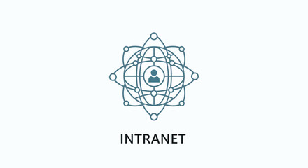 Fototapeta premium intranet network icon with user profile blue line art style