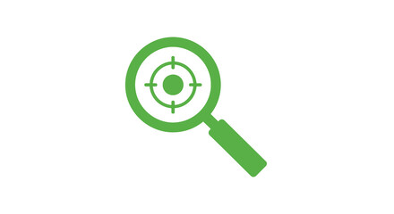 Magnifying glass icon with target green flat design © ANISURRAHMAN