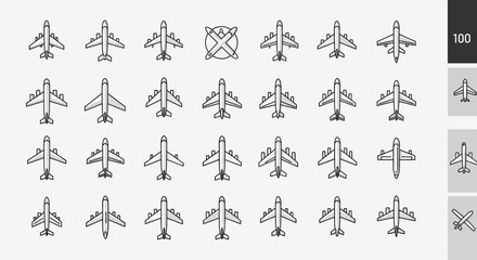 Airplane Icons Set: Various Aircraft Designs and Views © dadaguson