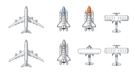 Diverse Aircraft Collection: Airplanes, Space Shuttles, Biplanes © Farukrekruk