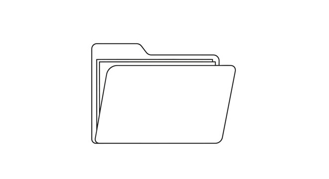 Simple line drawing of stacked file folders.