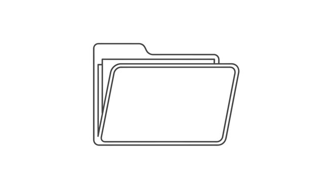 Simple line drawing of stacked file folders.