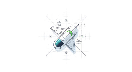 Futuristic Rocket Blueprint Design, Sci-Fi Spacecraft Engineering Concept © Farukrekruk