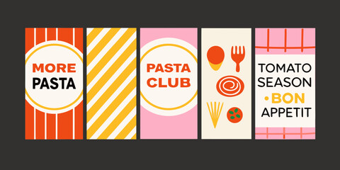 food typography panels set of five vertical designs © Amrito